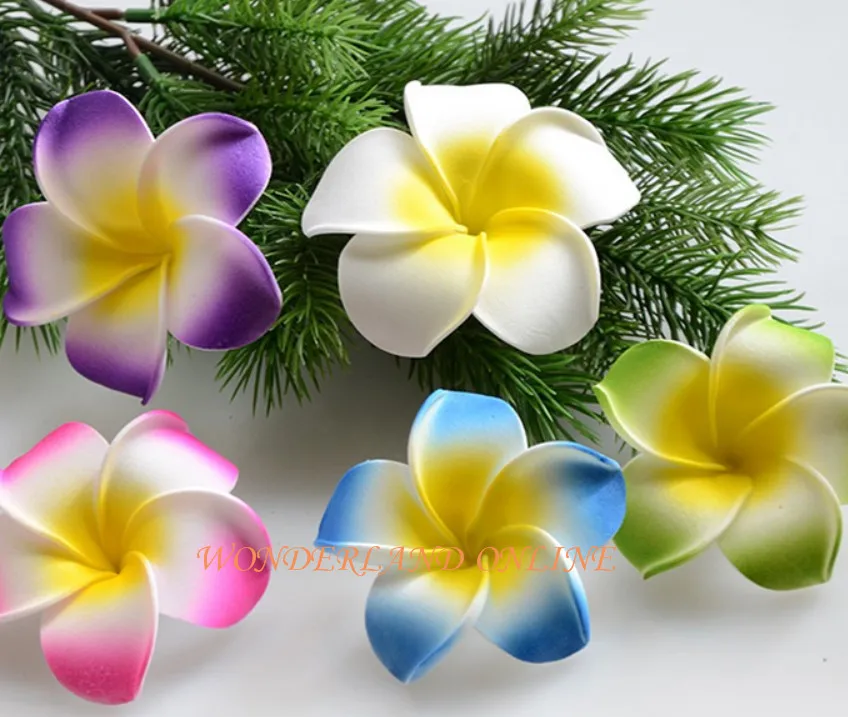 4cm hawaiian 5colors real touch artificial plumeria flower diy hair