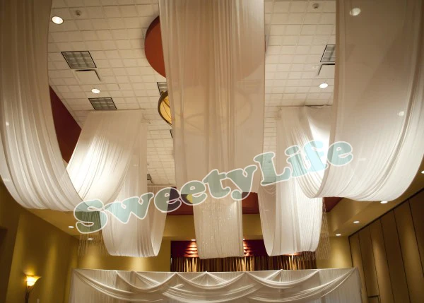 

Wedding 10 pieces Ceiling Drape Canopy Drapery for decoration wedding fabric 1.4m*16m per piece Roof polyester knitted fabric