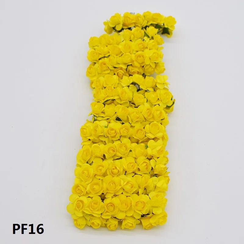 36/144pcs 1cm Cheap Artificial Paper Flowers for Wedding car fake Roses Decoration Candy box DIY Wreath Gift Scrapbooking Craft 