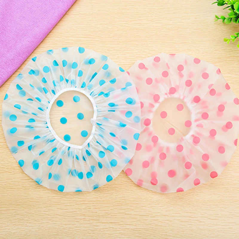 

1PC Color Random Dot Waterproof Shower Cap Thicken Elastic Bath Hat Bathing Cap for Women Hair Salon Bathroom Products
