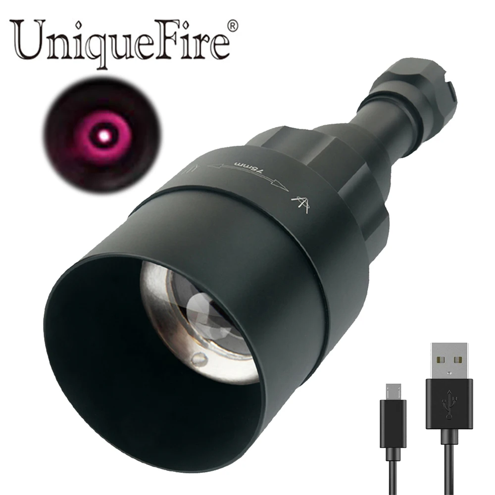 UniqueFire 1605 Zoomable 75mm lens IR 850nm Flashlight 3 Modes Night