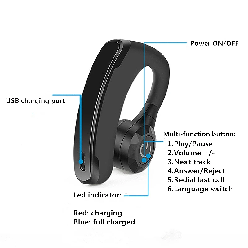 Ubit V11 Handsfree бизнес Bluetooth наушники с HD микрофоном Голосовое управление