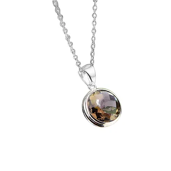 

Fashion Simple Smoky Quartz Pendant Necklace For Lady Real 925 Sterling Silver Pendants For Anniversary Gift Women Jewelry