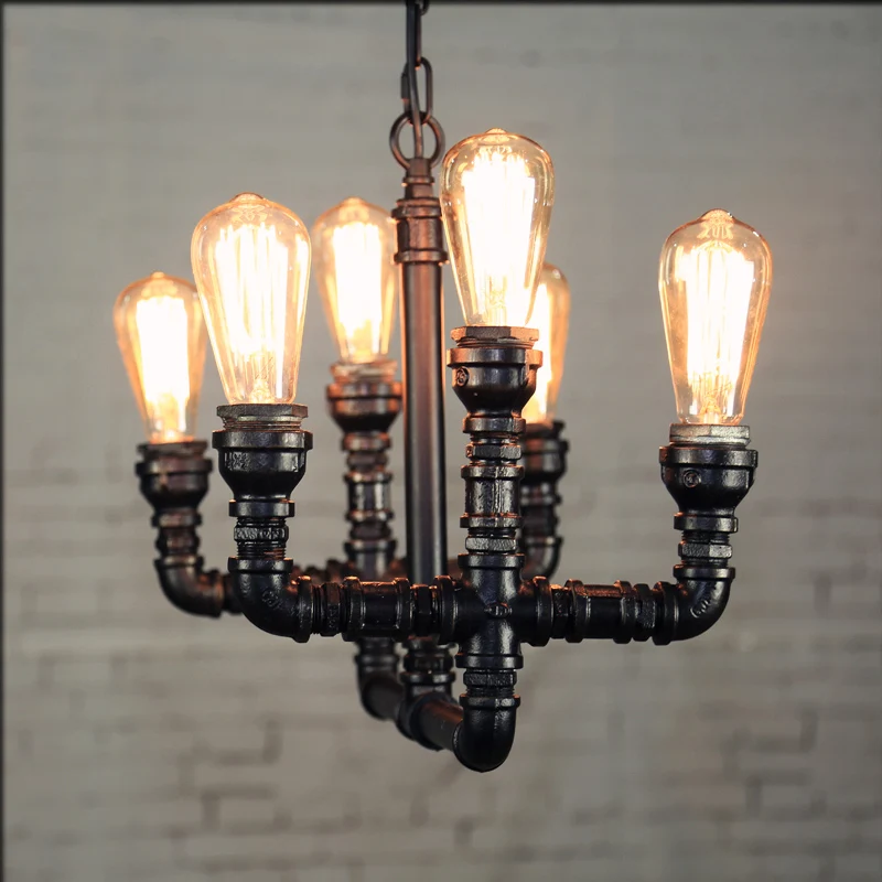 Loft Style Wrought Iron Vintage Pendant Lamp Industrial Pipe Edison