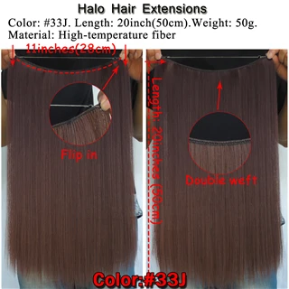 Ysz5050 2 шт. xi. rocks много синтетических волос для наращивания 20 дюймов парики Halo Расширения прямой эластичный Канат двойной уток черный парик - Цвет: 33J #