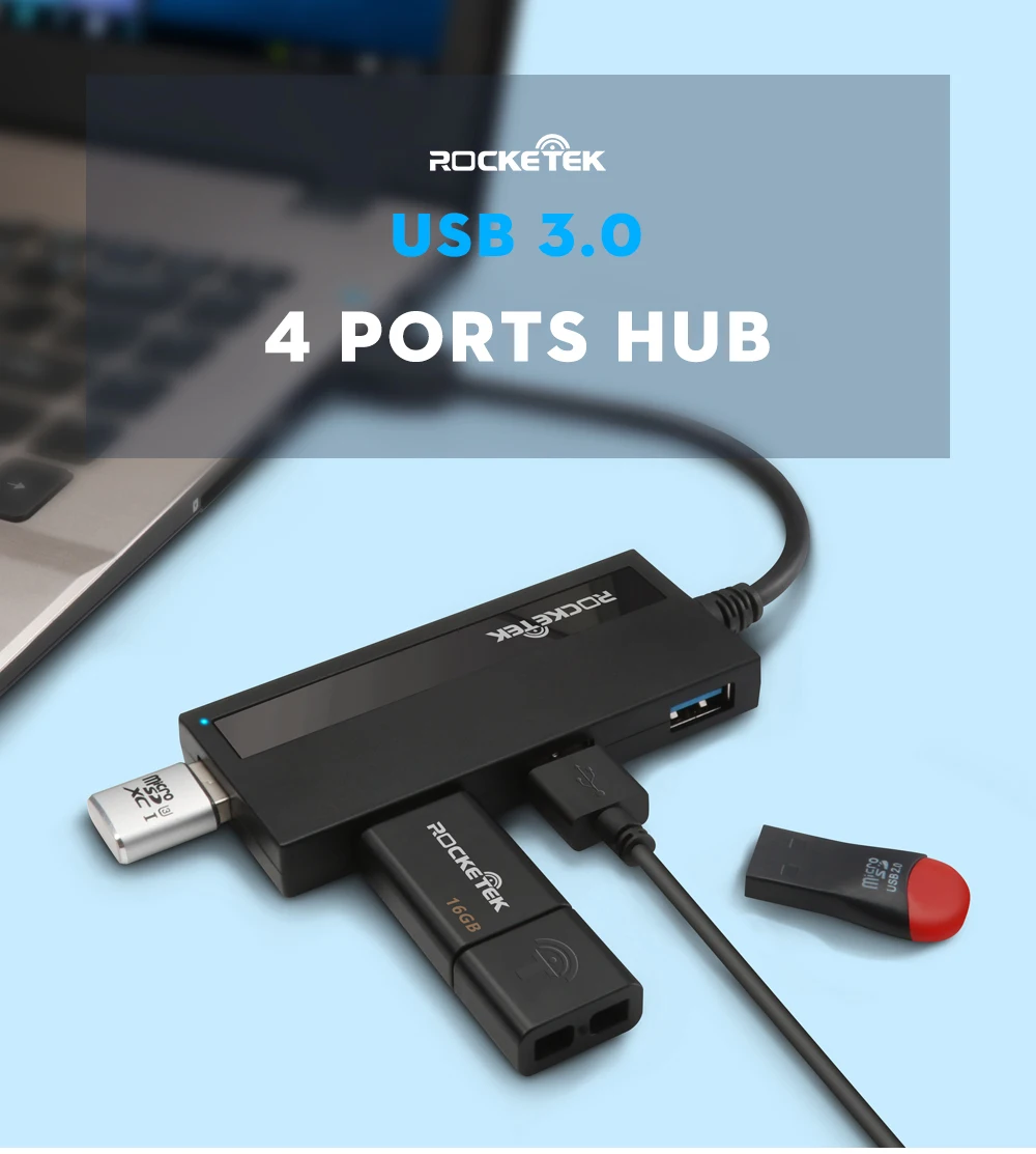 Rocketek Мульти usb 3,0 2,0 type c концентратор 4 порта адаптер сплиттер интерфейс питания Для iMac MacBook Air usb3.0 ПК компьютер Ноутбук