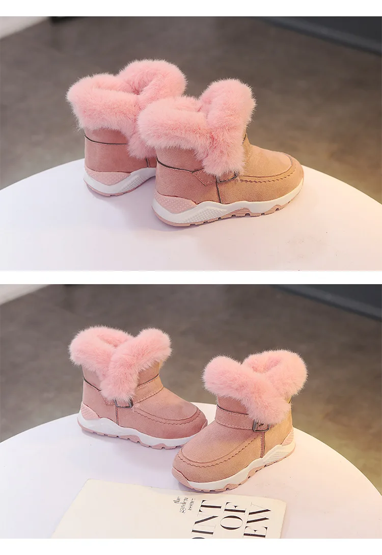 Зимние ботинки для девочек; Плюшевые Нескользящие хлопковые ботинки; обувь принцессы; Новинка года