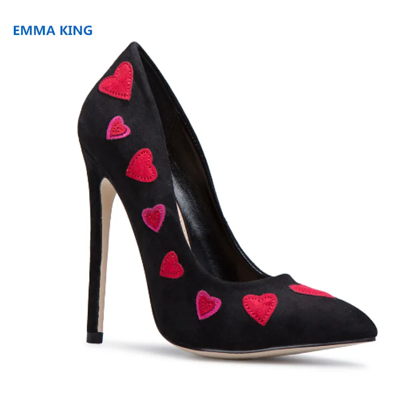 

Red Love Decorated Sexy Women Spring 2019 Pumps Pointed Toe Shallow Fashion Ladies Court Shoes Stiletto High Heels Slip-On Pumps