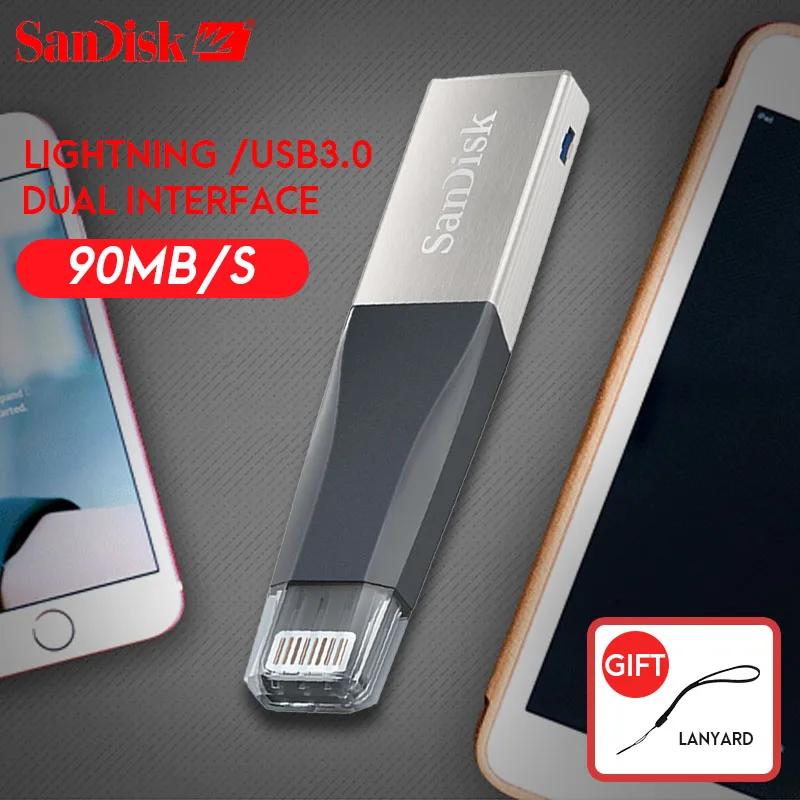 Sandisk USB Flash Drive 32GB 64GB For iPhone 7 7 Plus 6 5 5S Lightning to Metal Pen Drive U Disk for IOS 8.2 memory stick 128GB