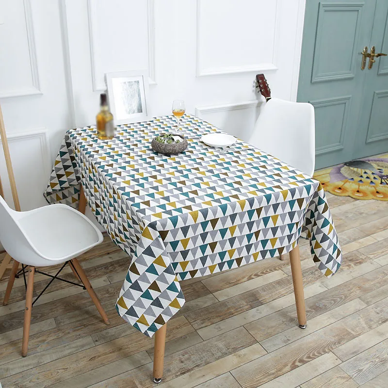 Nordic Geometry Printed Table Cloth Cotton Linen Home Dining Decorate