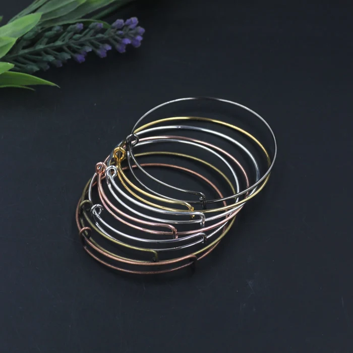 

20pcs 65MM DIY European adjustable bangle bracelet for charms expandable wire metal bangles silver rose gold antique bronze