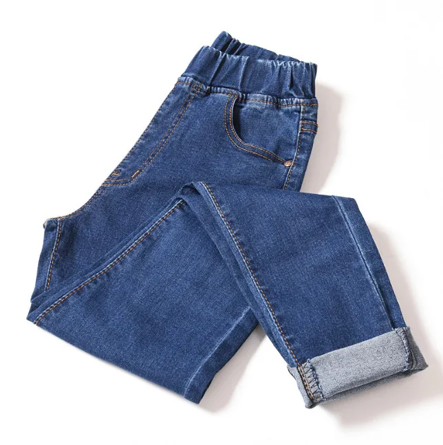 Tanie Damskie jeansy Plus rozmiar w pasie spodnie stretchowe spodnie jeansowe Bagger jesień zima niebieski czarny duży rozmiar 5xl 6xl ouc551