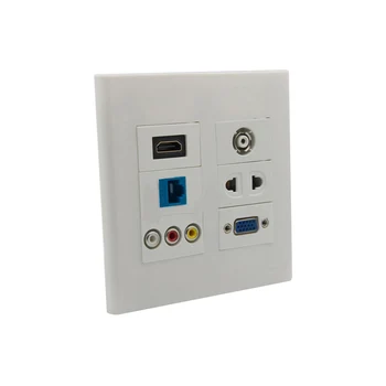 

120 X 120mm Face Plate Socket HDMI VGA CAT6 RJ45 3RCA AV TV AC Power Wall Plate Socket