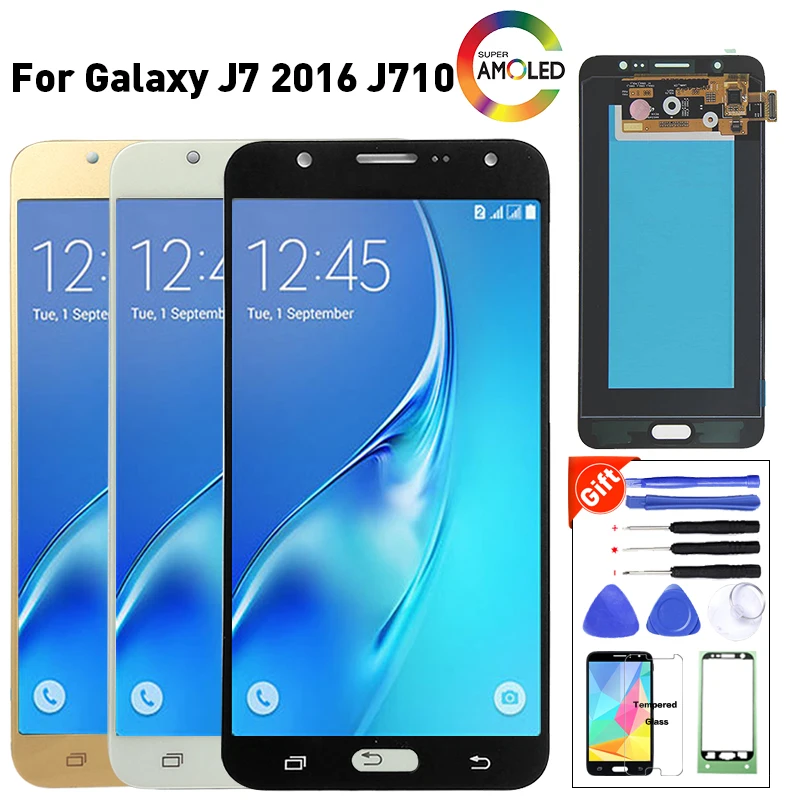 Оригинальный ЖК экран для samsung J7 2016 J710 SM J710F Замена J710FZ J710K J710MN|Экраны мобильных