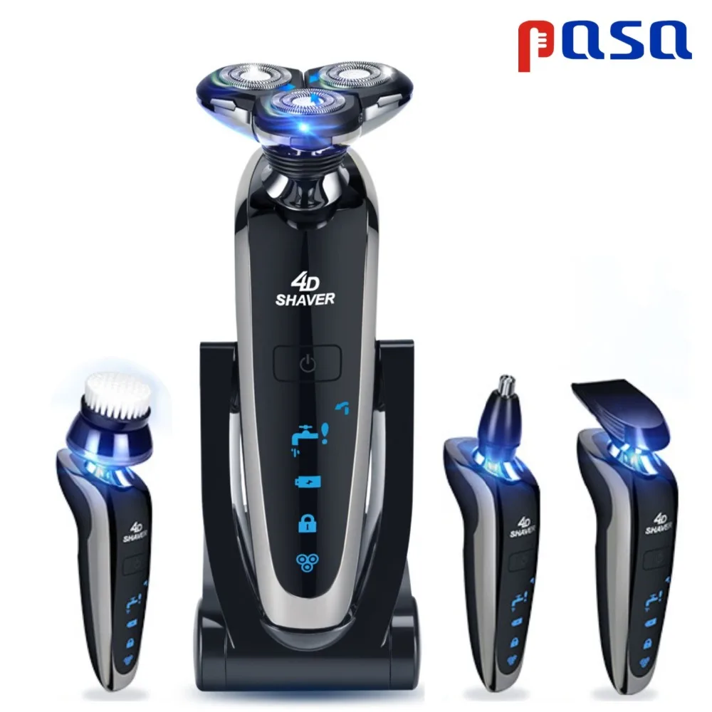 

4D Floating Heads Electric Shavers Washable Rechargeable razor Men's shaving machine,Beard Use with Nose Trimmer Wireless use