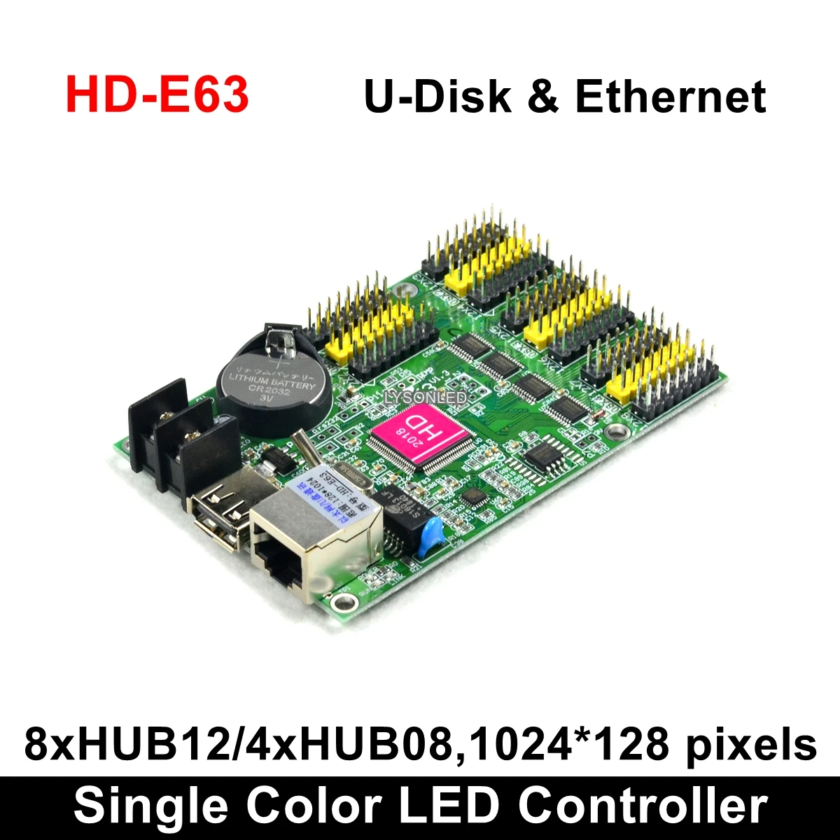 HD-E63 Ethernet Коммуникационные порты Huidu P10 двойной цвет светодиодный дисплей карты, светодиодный программируемый знак дисплей доска контроллер