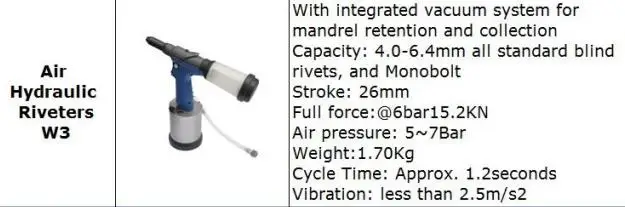 

Pneumatic tools industrial level air hydraulic riveters W3 nut tools riveter machine Stainless steel 3.2mm 6.4mm all monobolt