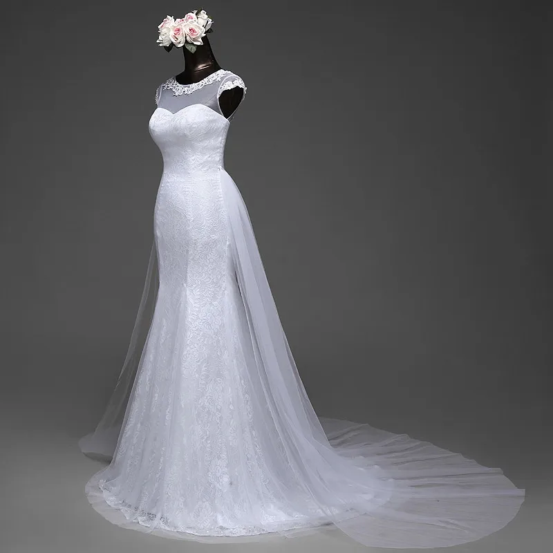 Poemssongs элегантное сексуальное свадебное платье русалки со съемным шлейфом и кружевной спинкой vestido de noivas бальное платье