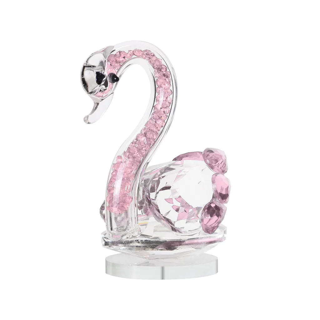 

Brand New Crystal Carved Swan Figurine Wedding Love Symbol Decor Figurine Gift Crafts Home Loyalty Romantic Swan Ornaments