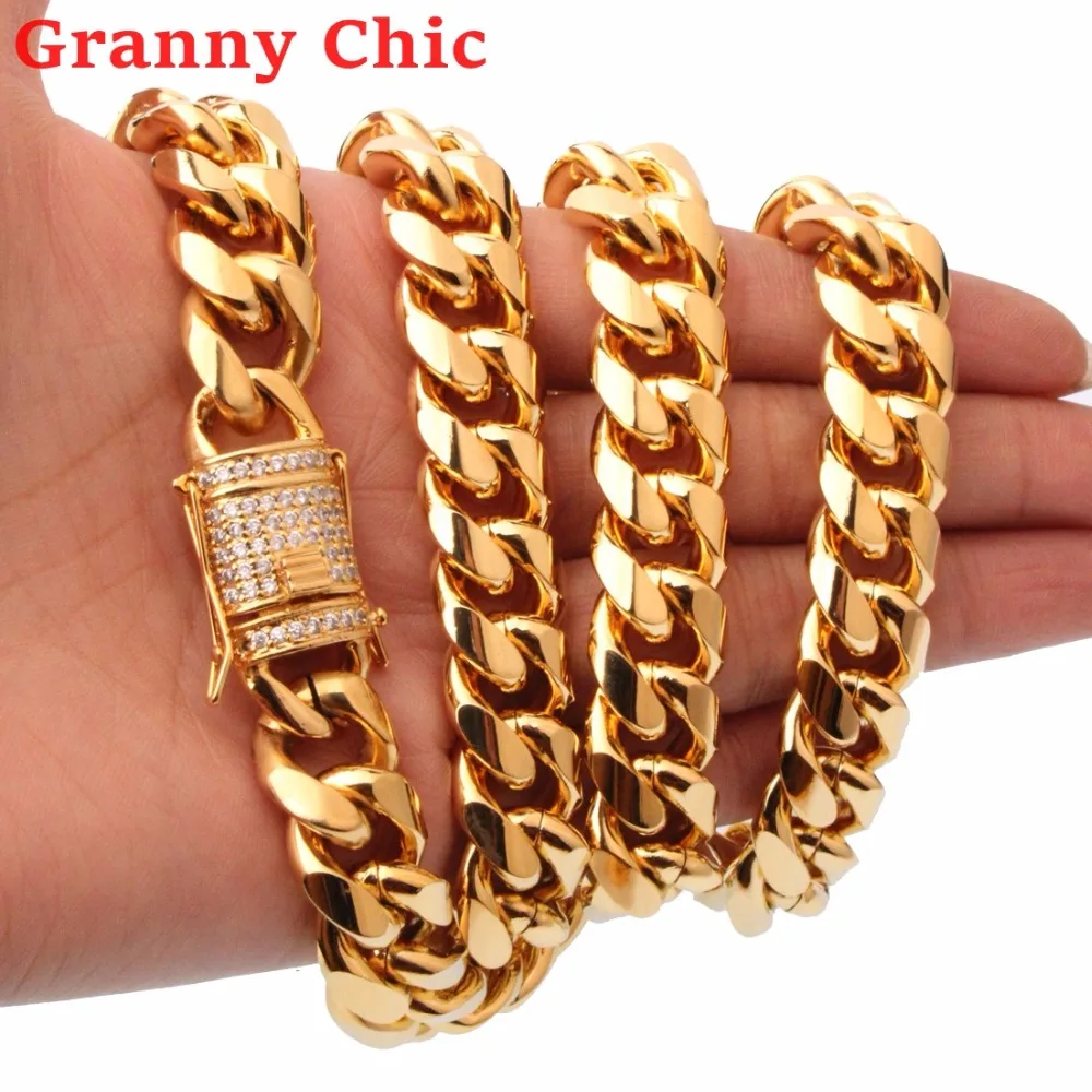 Granny Chic Miami Cuban Chains For Men Fashion Jewelry