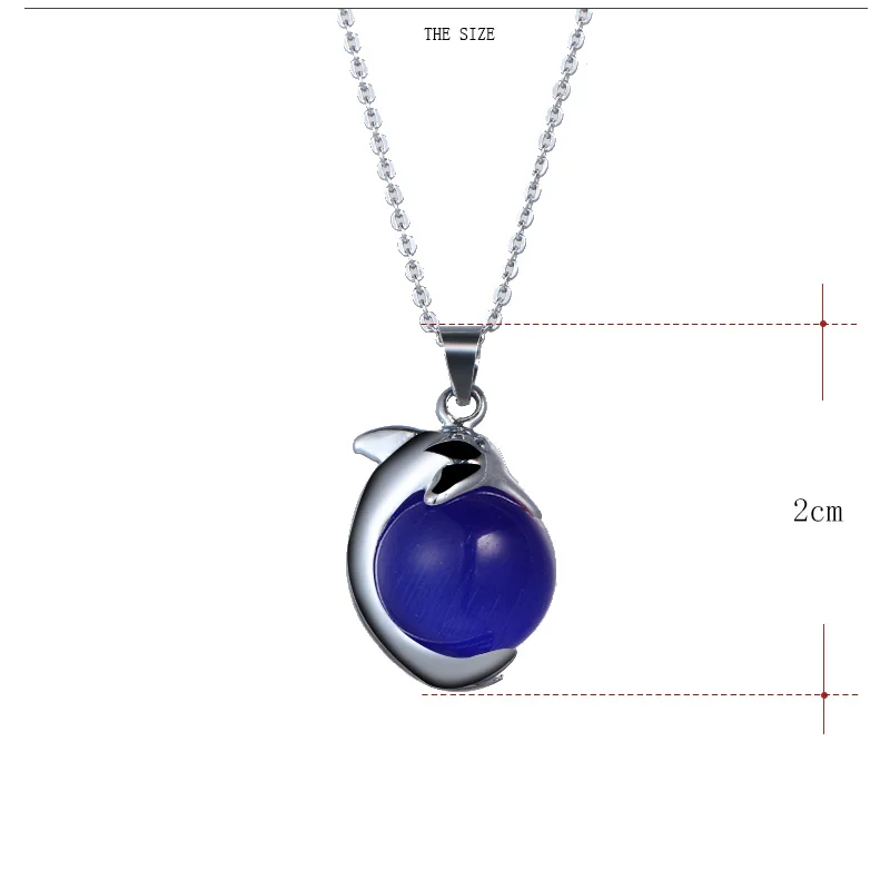 CACANA Cat Pendant Personality Glass Cat Eye Dophine Necklace Jewelry For Women
