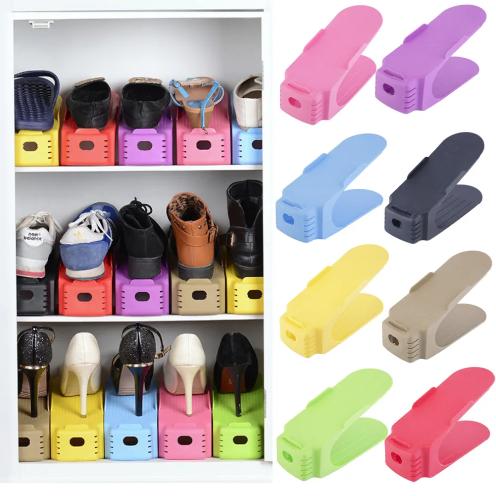 Регулируемый двойной Layper обувной стеллаж для хранения гостиной ванной удобный обувной ящик Органайзер Подставка Полка 8 цветов