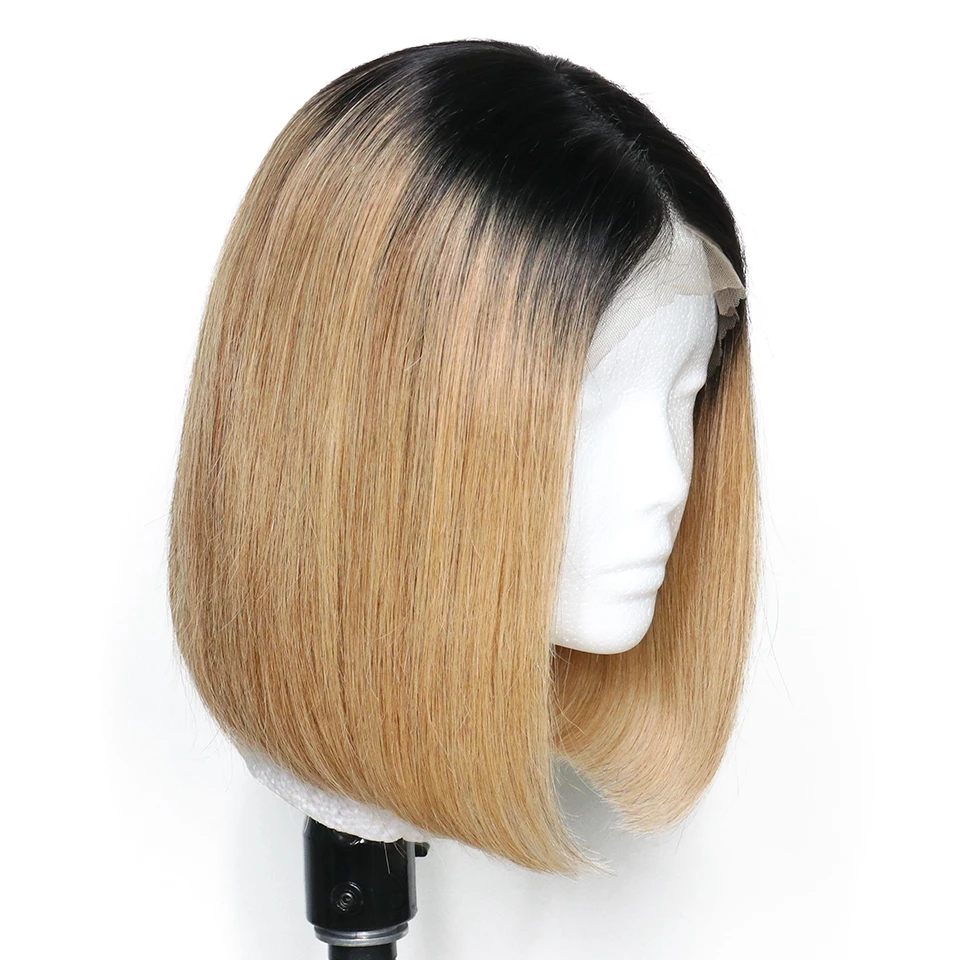 1b27 Боб Remy Омбре блонд кружевные передние человеческие волосы парики предварительно выщипанный парик черный бордовый бразильский прямой боб парик для женщин