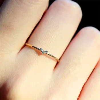 

Female Crystal Zircon Stone Ring Cute Small Simple silver plated Gold Color Heart Finger Ring Promise Engagement Rings For Women