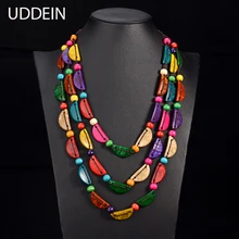 UDDEIN богемное массивное ожерелье и подвеска Многослойные Бусины деревянная Подвеска длинное ожерелье винтажное Бохо ювелирное изделие ручной работы воротник