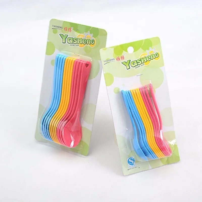 12pcs Baby Feeding Spoon Safe Plastic Lovely Baby Training Eating  Kids Ice Cream Coffee Spoon Set Tableware (3)