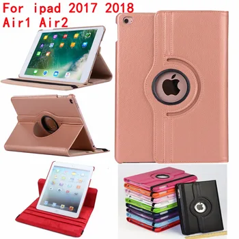 

Flip PU Leather Smart Cover Case For Apple iPad 5 6 Air 1 Air 2 New iPad 2017 2018 Shell 360 Rotating iPad Air1 Air2 Coque Funda