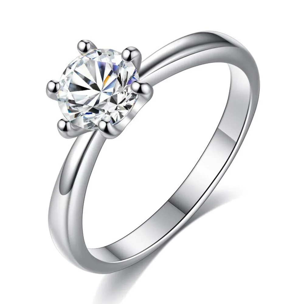 8Seasons Hot Fashion Classic Six Claw AAA Zircon Gold Sliver Wedding Rings for Women Jewelry Engagement Accessories 1 PC | Украшения и
