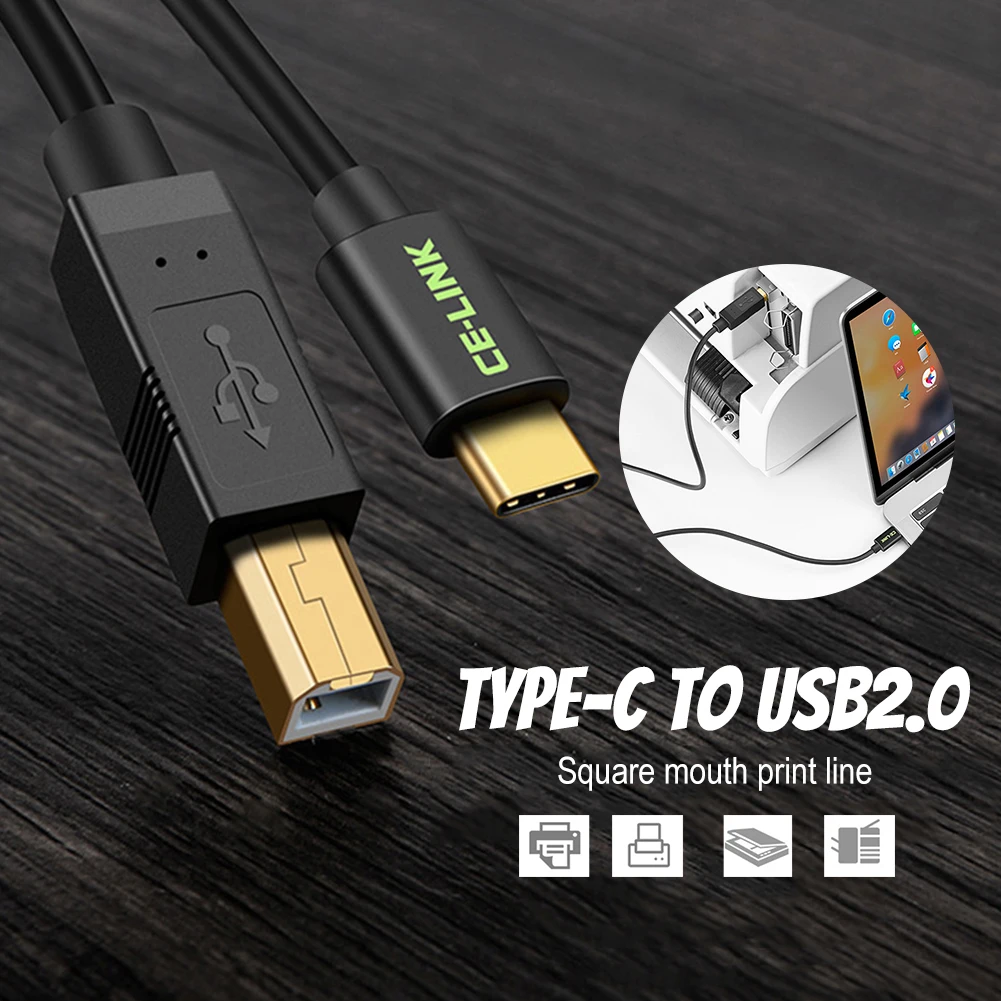 Type C мужской разъем для USB 2,0 B Тип Мужской кабель для передачи данных адаптер для принтер для мобильного телефона жесткий диск передачи файлов Быстрый позолоченный