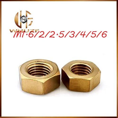 

H053 50Pcs DIN934 M1.6 M2 M2.5 M3 M4 M5 M6 M8 M10 H62 Copper Hexagonal Brass Hex Nuts Hexagon Nut HW048