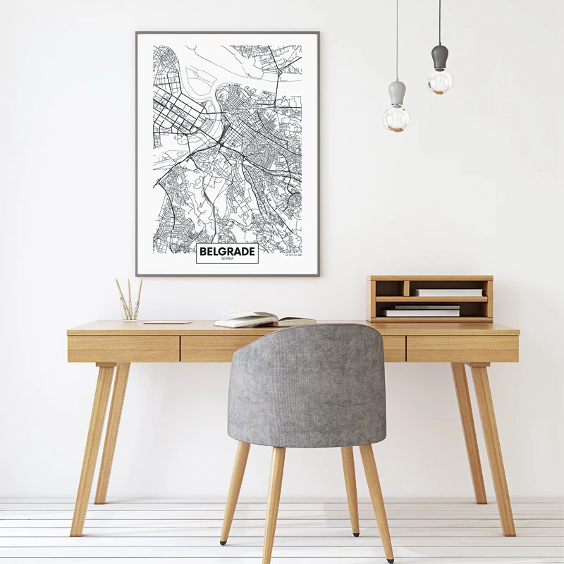 city map Belgrade wall art print