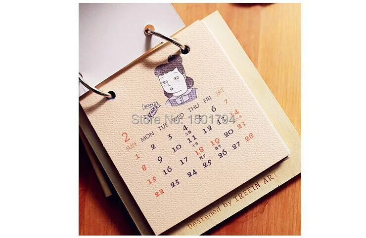 Free Shipping 2015 4 Styles Diy Creative Calendar Wooden Cartoon