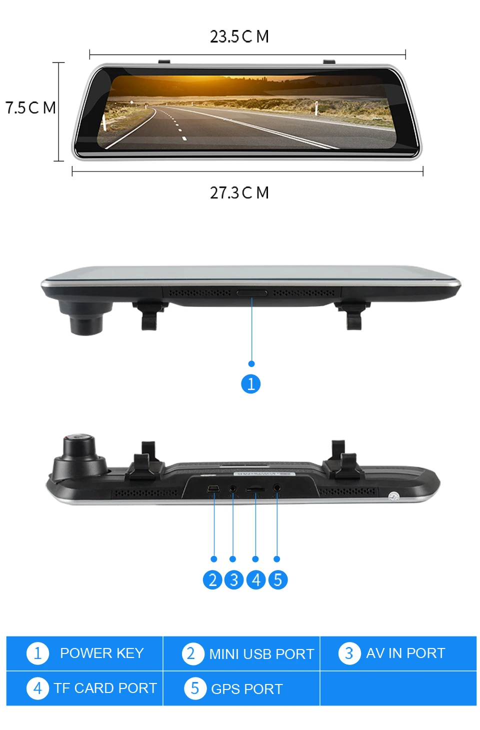 ANSTAR 9,35 ''DVR зеркало заднего вида gps Автомобильное Карро WDR 1080p потоковое зеркало видео регистратор ночного видения видеорегистратор F2.0 Dvr зеркала