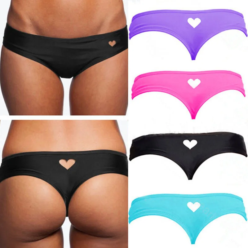 Brand New Fashion Black Women Panties Sexy Heart Cut Out T Back Thong