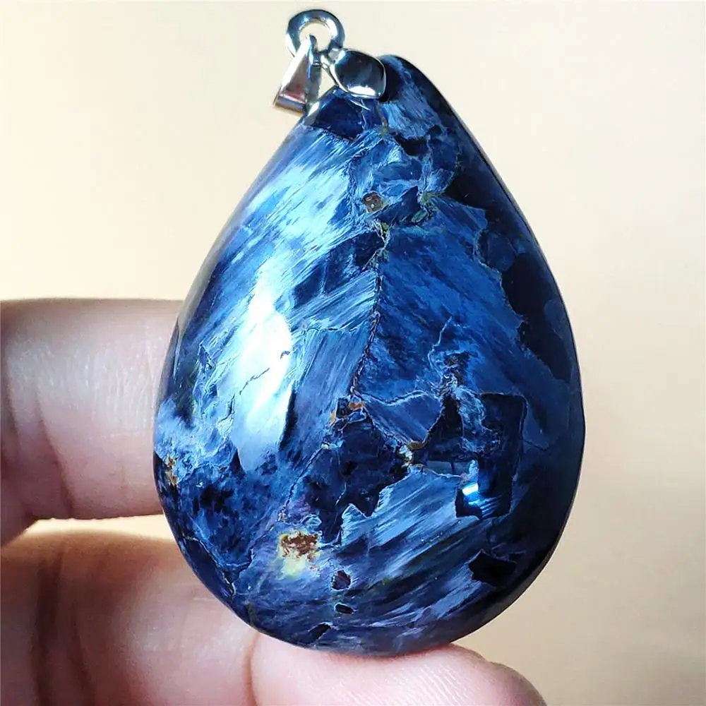 

Natural Blue Pietersite Water Drop Chatoyant Pendant 43x32x13mm From Namibia AAAAA Healing Gemstone Women Necklace Pendant