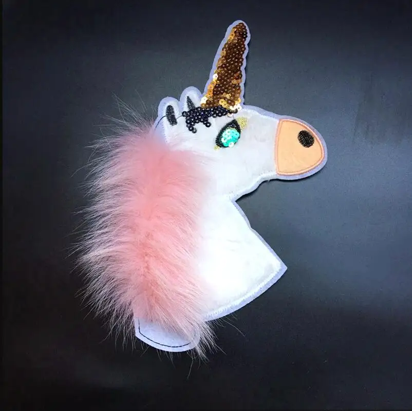 

1 pcs Sequined fur unicorn Patch for Clothes Sewing on Rhinestone Beaded Applique for Jackets Jeans Bags Shoes Beading Applique