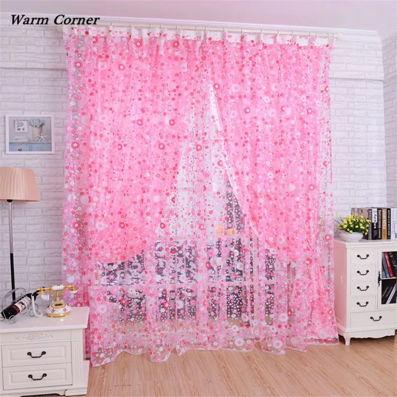 

2017 LM Print Floral Voile Door Curtain Window Room Curtain Divider Scarf Free Shipping Sept 01