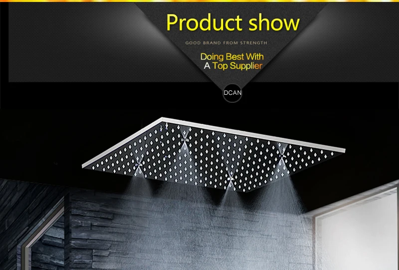 20'' Bathroom Shower Accessories Temperature Control Square Mist Shower Sets Ceiling And Handheld Shower & 2 Inch Body Jets (12)