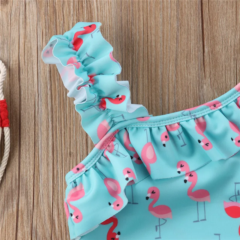 Летний цельный купальный костюм с принтом фламинго для новорожденных девочек; одежда для купания для девочек; Traje De Bano De Las Chicas