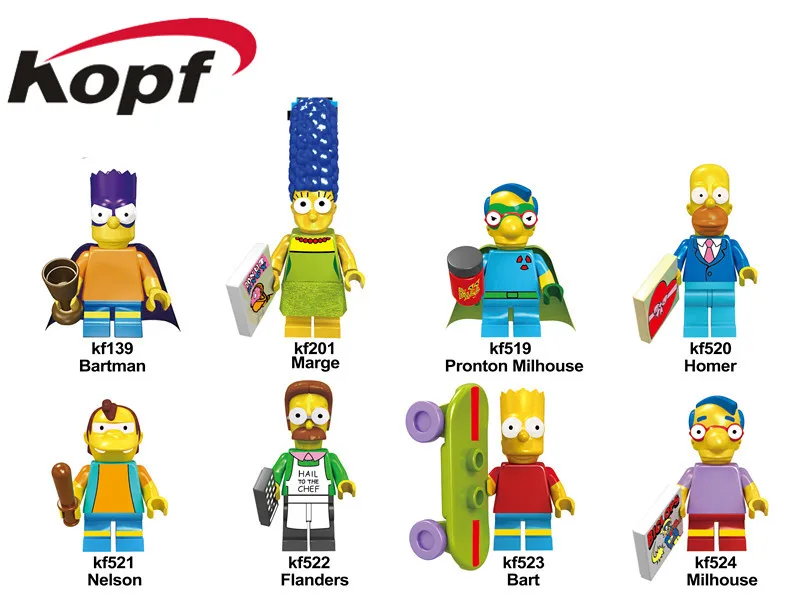 

KF6039 Building Blocks The Simpsons Family Figures Homer Nelson Pronton Bart Milhouse Action Bricks Doll Gift For Children Toys
