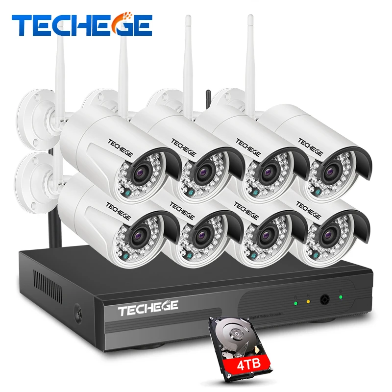 Techege 8CH Беспроводной IP Камера Wi-Fi NVR комплект 960 P HD Открытый ИК Ночное Видение