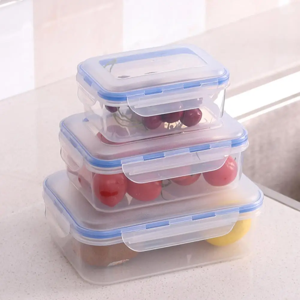 

Yfashion 3Pcs/Set Rectangle Food Storage Box with Lid for Kitchen Fridge Cabinet Freezer Desk Organize