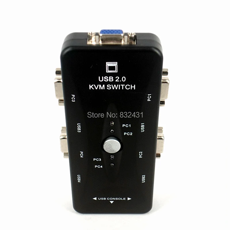 Черный 4 порта USB 2,0 KVM переключатель коробка адаптер соединяет принтер монитор использование 1 комплект клавиатура мышь управление 4 компьютера