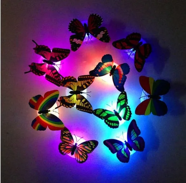 

Colorful illuminating products can be pasted with colorful glowing butterflies