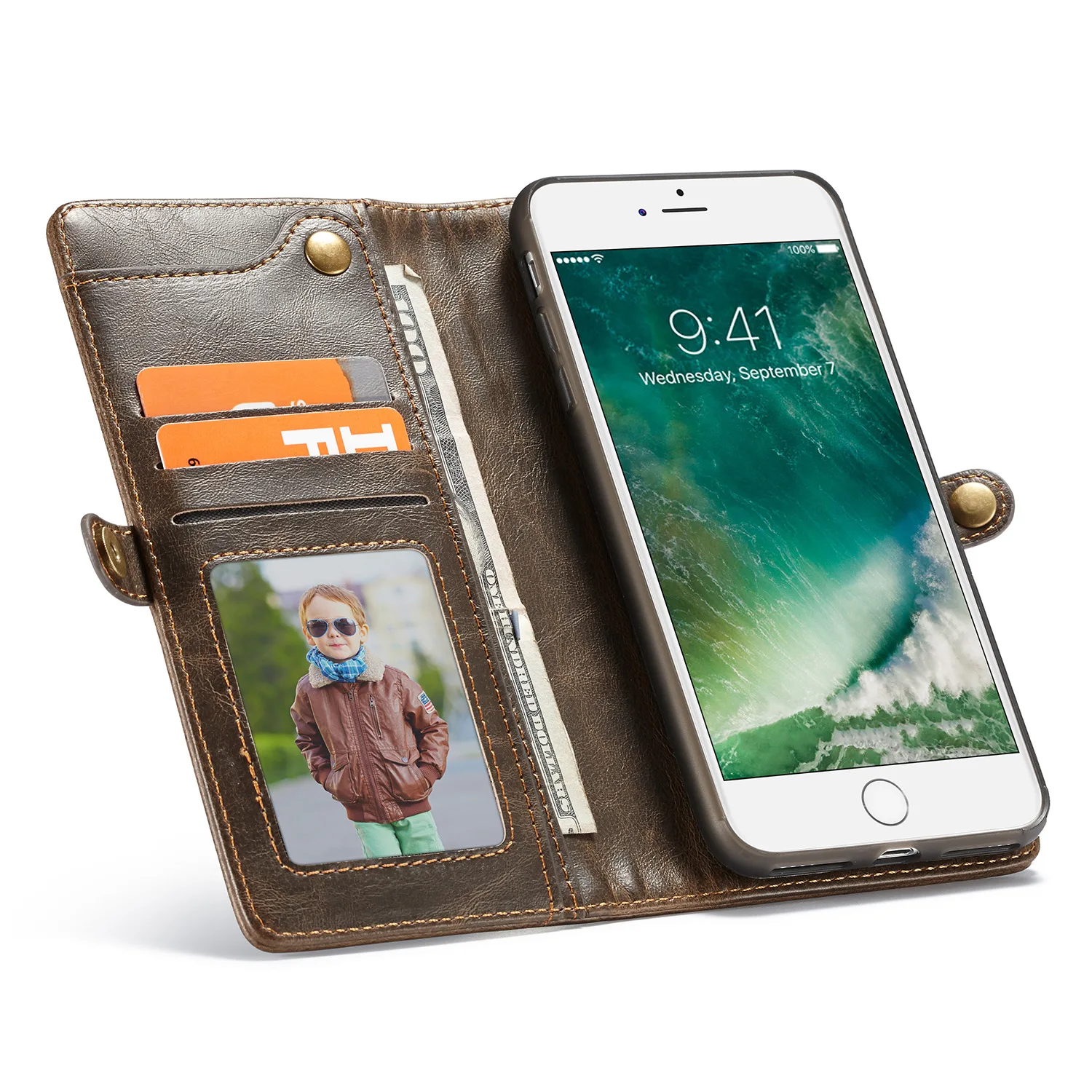 Чехол-Кошелек Voor iPhone 6 6s plus Xs Max met Polsband Draadloze Opladen Magnetische 2 в 1 раскладной кошелек afneembare чехол для телефона