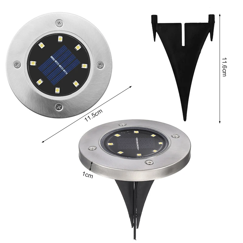 8 светодиодов, Солнечная лампа, водонепроницаемая, садовая дорожка, на солнечной батарее, Заземленный светильник для дома, двора, дороги, газона, лампа, 8 шт